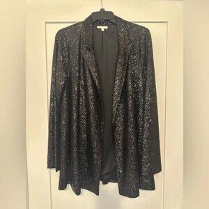 Black Sequin Double Breasted Blazer Large